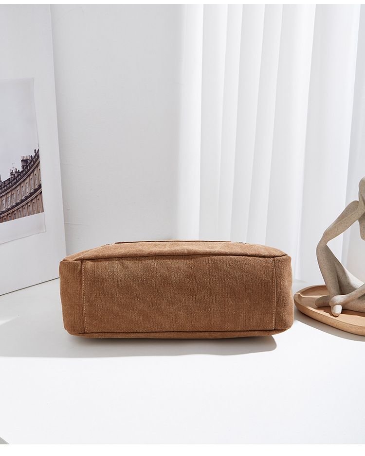 2024 Herbst und Winter Neue Canvas Handheld One Shoulder Damen Einfache Große Kapazität Multi Pocket Tote Umhängetasche_voghion.com