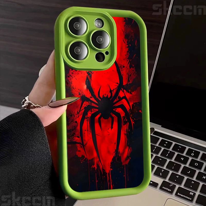 Blood Spider Pattern Design Silicone Soft Phone Case For IPhone 16 Pro Max 15 14 13 12 11 7 8 Plus X XR XS Lens Protection Cover_voghion.com