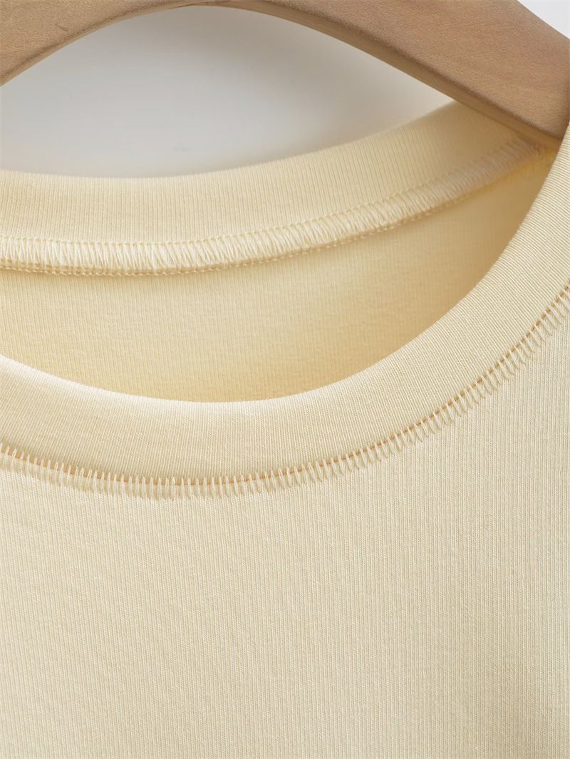 T-shirt a maniche lunghe con scollo tondo stile Kardashian Pure Desire da donna, vestibilità aderente, tinta unita, Mind Show_voghion.com