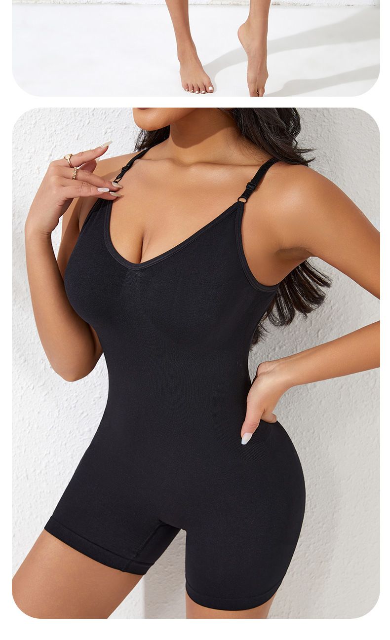 Nahtloser Shapewear-Bodysuit – Bauchkontrolle mit hoher Taille und Po-Lifting, schlankmachender Ganzkörper-Bodysuit mit Riemchen (Übergröße XXXL, Schwarz/Haut/Kaffee)_voghion.com