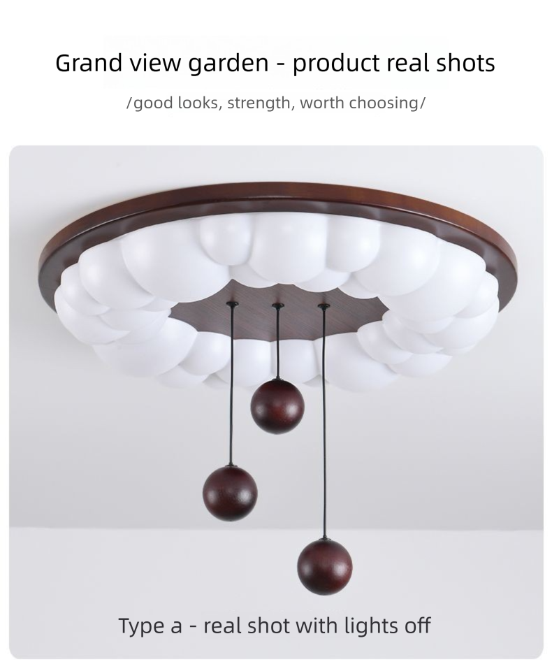Lampada da soffitto in legno di noce, stile francese medio, color crema, creativa, per camera da letto principale e cameretta dei bambini_voghion.com