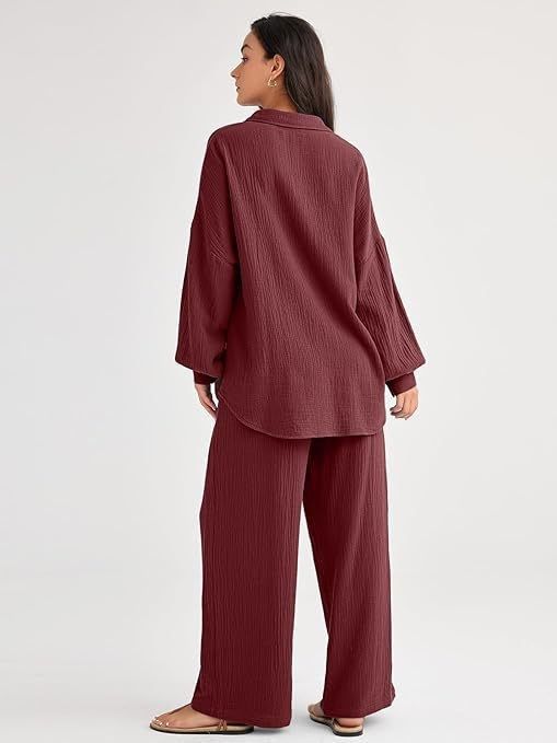 Women's Clothing Fashion Suits Loose Casual Tops Wide Leg Pants Cotton And Linen Two Piece Suits For Women_voghion.com