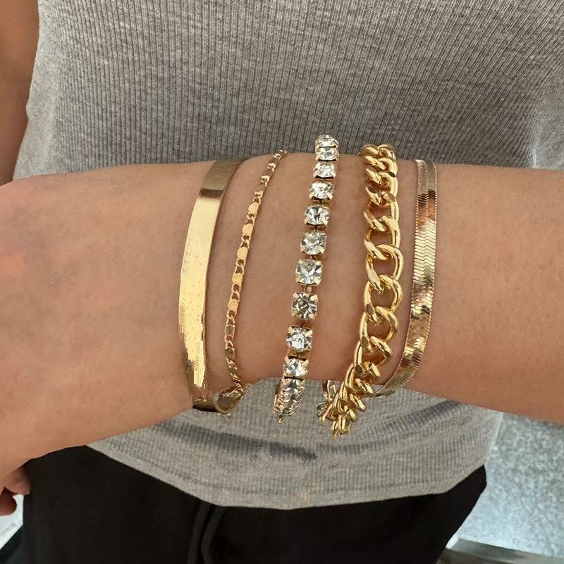 Braccialetto geometrico personalizzato con strass, semplice gioiello fatto a mano, accessori di moda_voghion.com