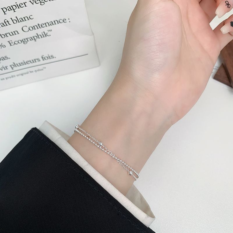 S925 Sterling Sëlwer Ronn Perlenkette Duebelschicht Armband Modesch Villsäiteg Perlen Handschmuck Temperament Nisch Einfach Bijouen Fra_voghion.com