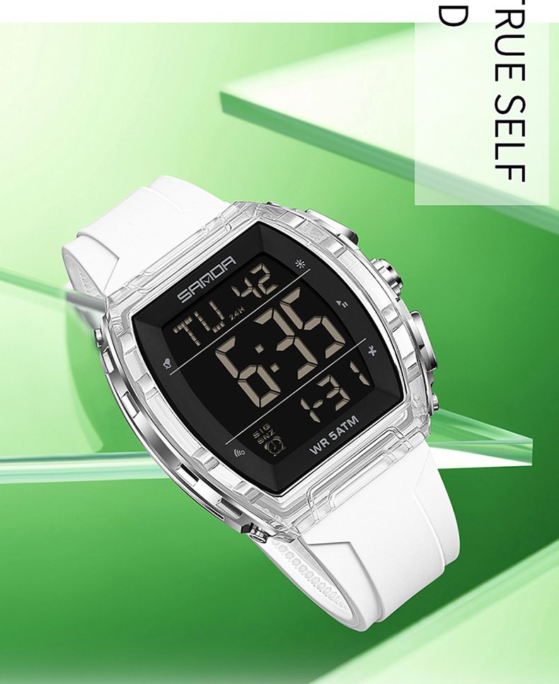 Unisex digitaal horloge met multifunctioneel display, waterdicht, alarm, stopwatch en led-achtergrondverlichting - stijlvol tonvormig ontwerp voor dagelijks gebruik_voghion.com