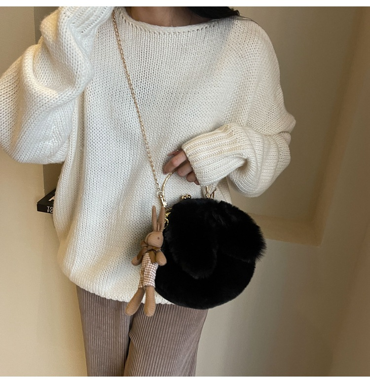 Borsa a tracolla in peluche di nuova tendenza moda autunno e inverno Borsa a tracolla in peluche per donna Instagram Borsa a catena con una spalla morbida e carina per donna_voghion.com