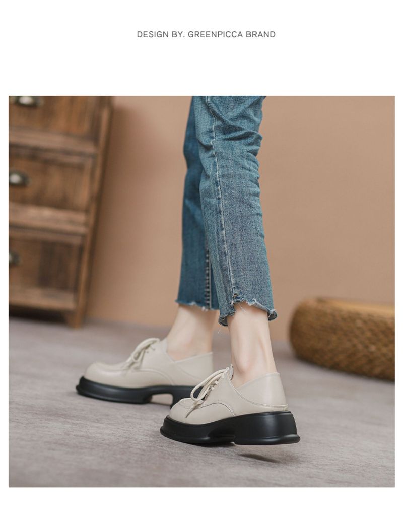 Thick Sole Lace Up Increased College British Style Loafers_voghion.com