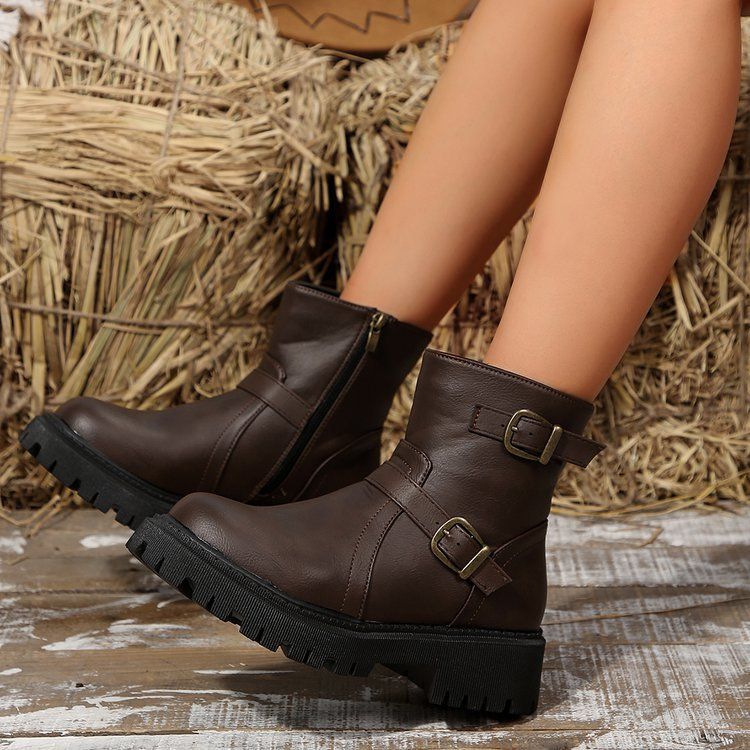 Vintage Martin boots women's new autumn and winter explosive motorcycle boots single boot snow boots_voghion.com