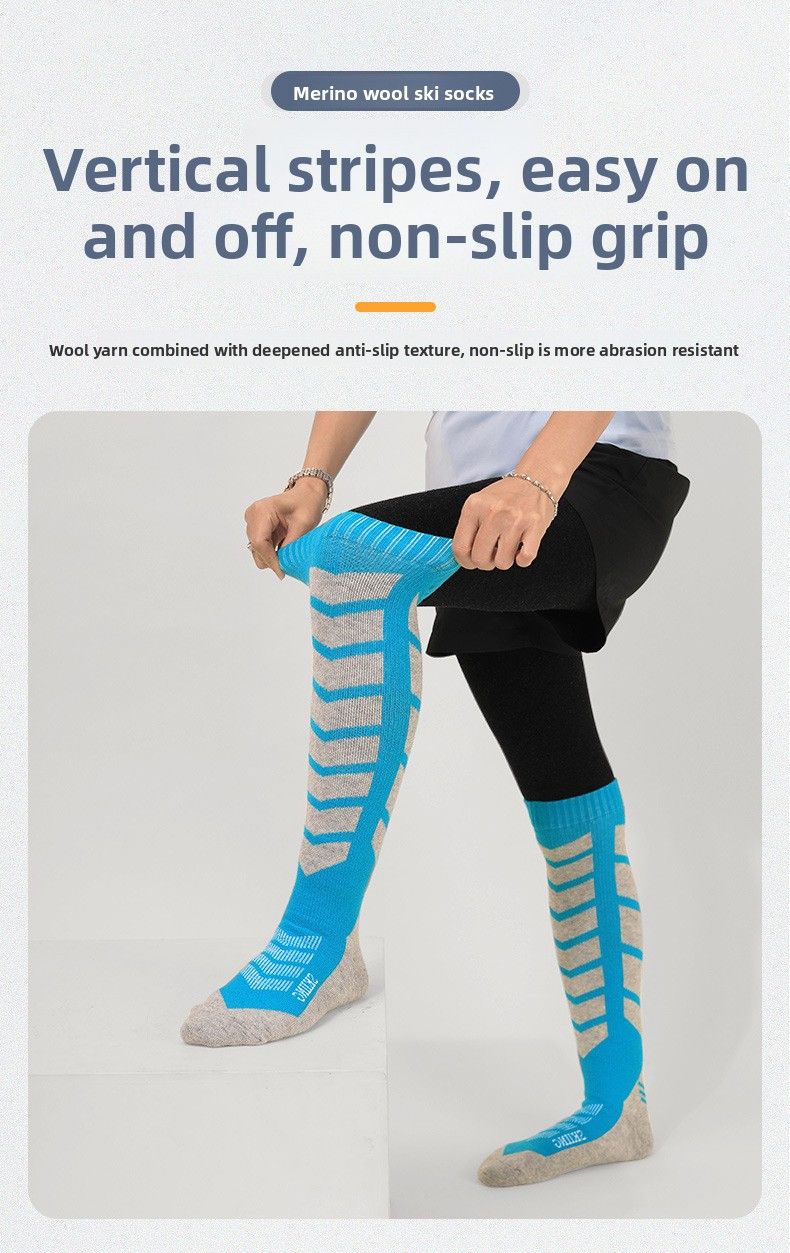 Thickened Mountaineering For Men And Women, Warm High Tube Casual Versatile Snow Socks, Winter Merino Wool Ski Socks_voghion.com
