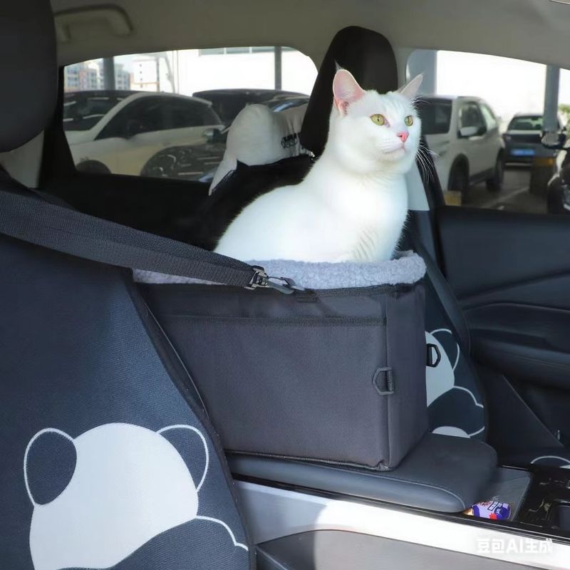 Nova bolsa para carro na primeira fila do meio, simples, cor sólida, lã de cordeiro, transportadora de animais de estimação, cama portátil segura para cães ao ar livre_voghion.com