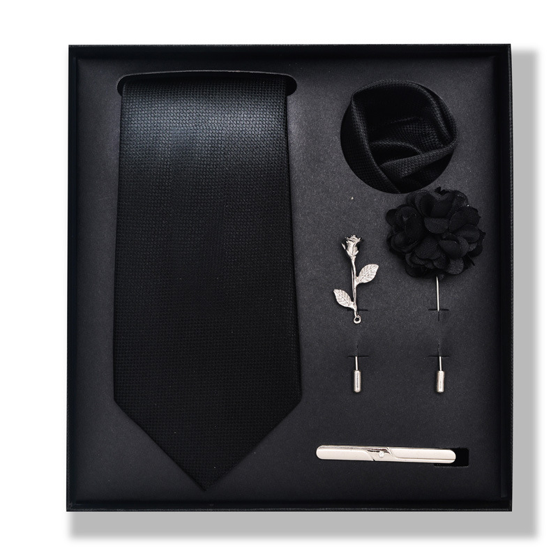 Set da uomo alla moda in tinta unita a righe con anacardi, confezione regalo da 6 pezzi, set con corsetto con fermacravatta e sciarpa quadrata_voghion.com