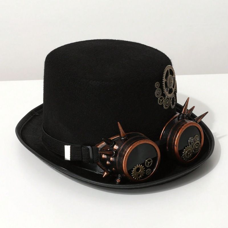 Medieval Renaissance Steampunk Gothic Top Hat Gear Heavy Industry Hat Cross Border Halloween Party_voghion.com