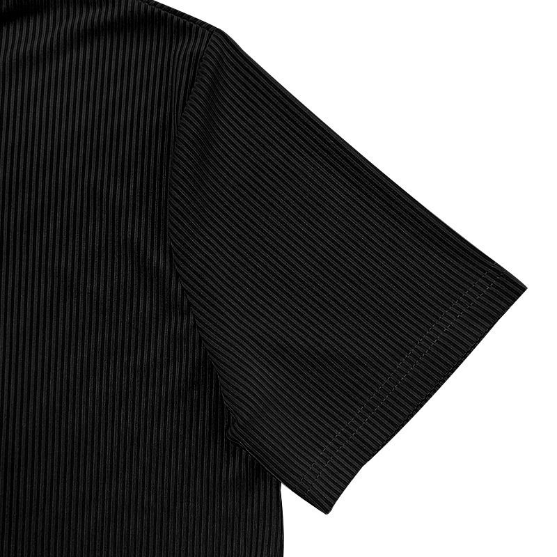 2024 Sommer Neues Hemd Reißverschluss Streifenkleid Lässiges Polokragen Kurzarm Herren T-Shirt_voghion.com