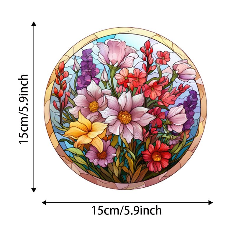 Mazzi di fiori, ciondolo per la casa Suncatcher in acrilico stampato su entrambi i lati, catena e ventosa per la consegna_voghion.com