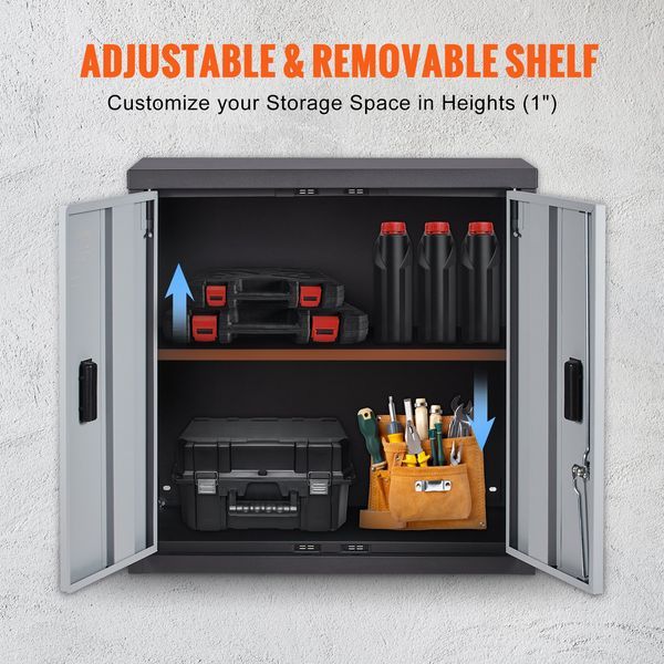 Foldable Wall Cabinet, Metal Garage Cabinet Wall Mounted 26' Small Cabinet 240 LBS Loading Capacity Adjustable Shelf Magnetic Door File Locker For_voghion.com