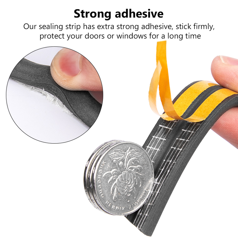5 Meter Dichtungsstreifen, selbstklebend, Typ D, für Türen, Fenster, Dichtung, schalldichter Gummischaum-Dichtungsstreifen, abgedichteter Kollisionsstreifen_voghion.com