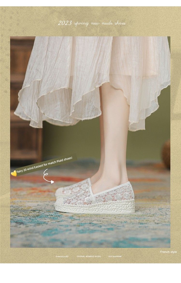 Summer Mesh Classic Style Mid Heel Bean Bag Platform Shoes_voghion.com