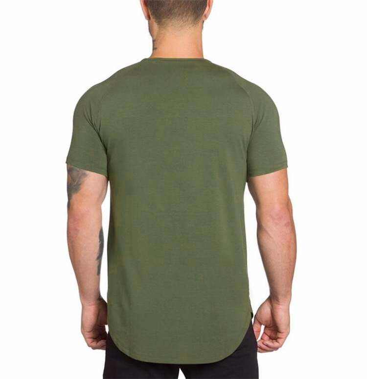 T-shirt de sport à manches courtes pour hommes, couleur unie, blanc, long, respirant, tendance, coupe slim, fitness, été_voghion.com