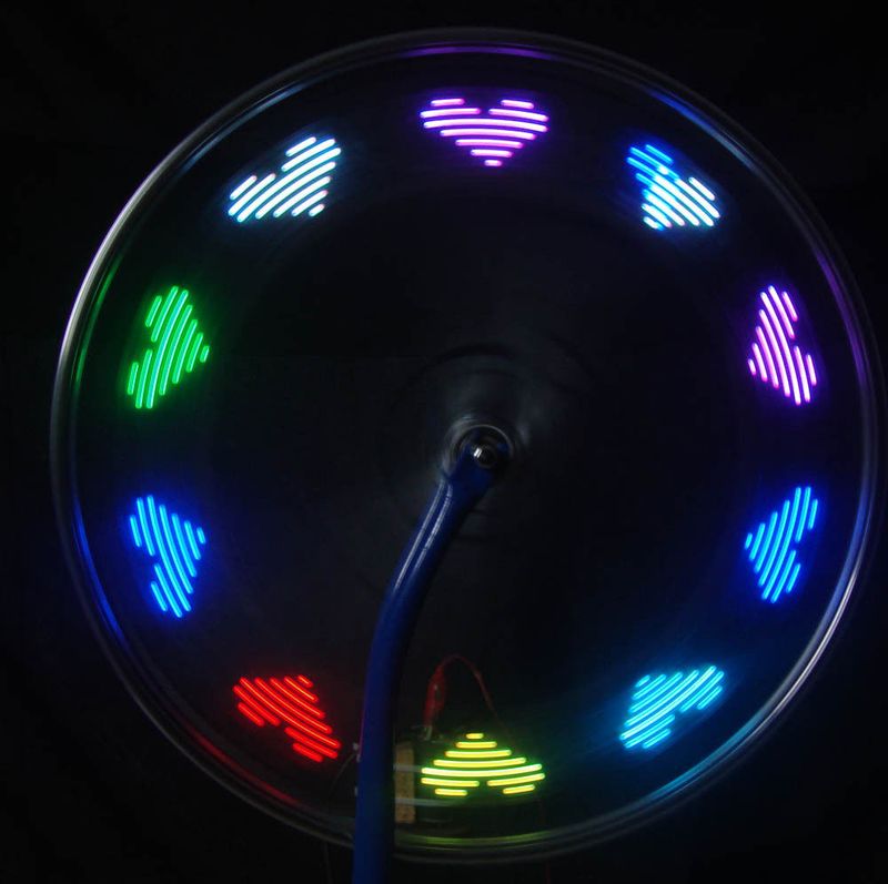 Mountainbike-Speichen-LED-Feuerrad, mehrfarbiges Muster, doppelseitiger Stahldraht, Vibrationssensor, Doppelsensor, Farblicht_voghion.com