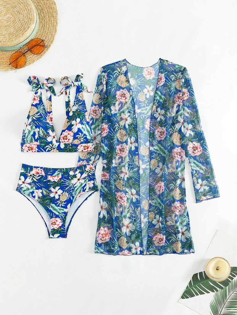 Women's Premium Bikini Set - 3 Piece Sexy Swimwear With Floral Print & Multiple Colors_voghion.com