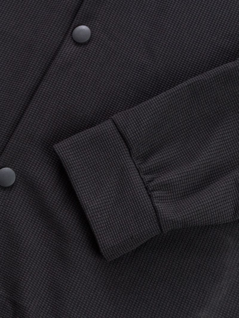 Men's Waffle-Knit Long Sleeve Jacket – Lightweight Casual Open Front Coat With Pockets, Solid Color Loungewear For Fall (S-Xxxl)_voghion.com