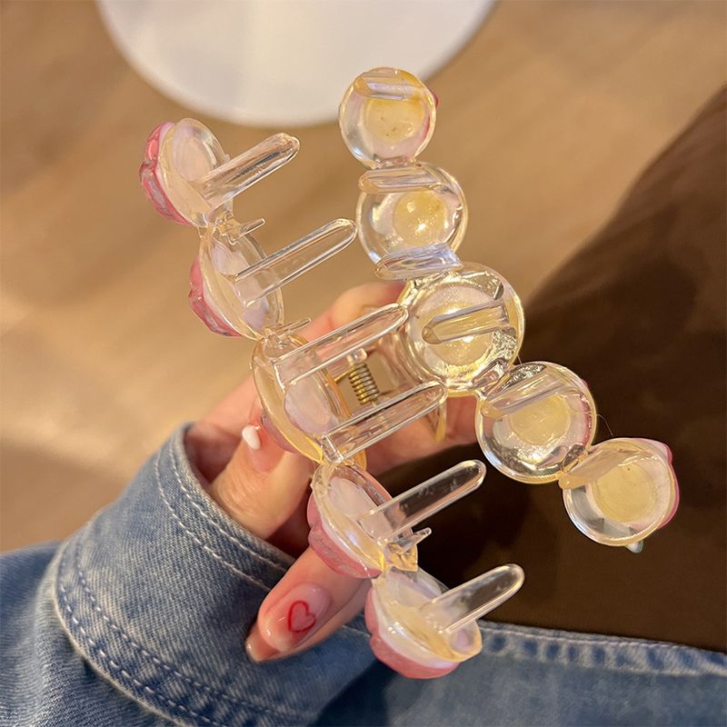 Noua agrafa transparenta de prindere piersici roz fata moale fata dulce japoneza agrafa de par rechin accesorii pentru par cochilii_voghion.com