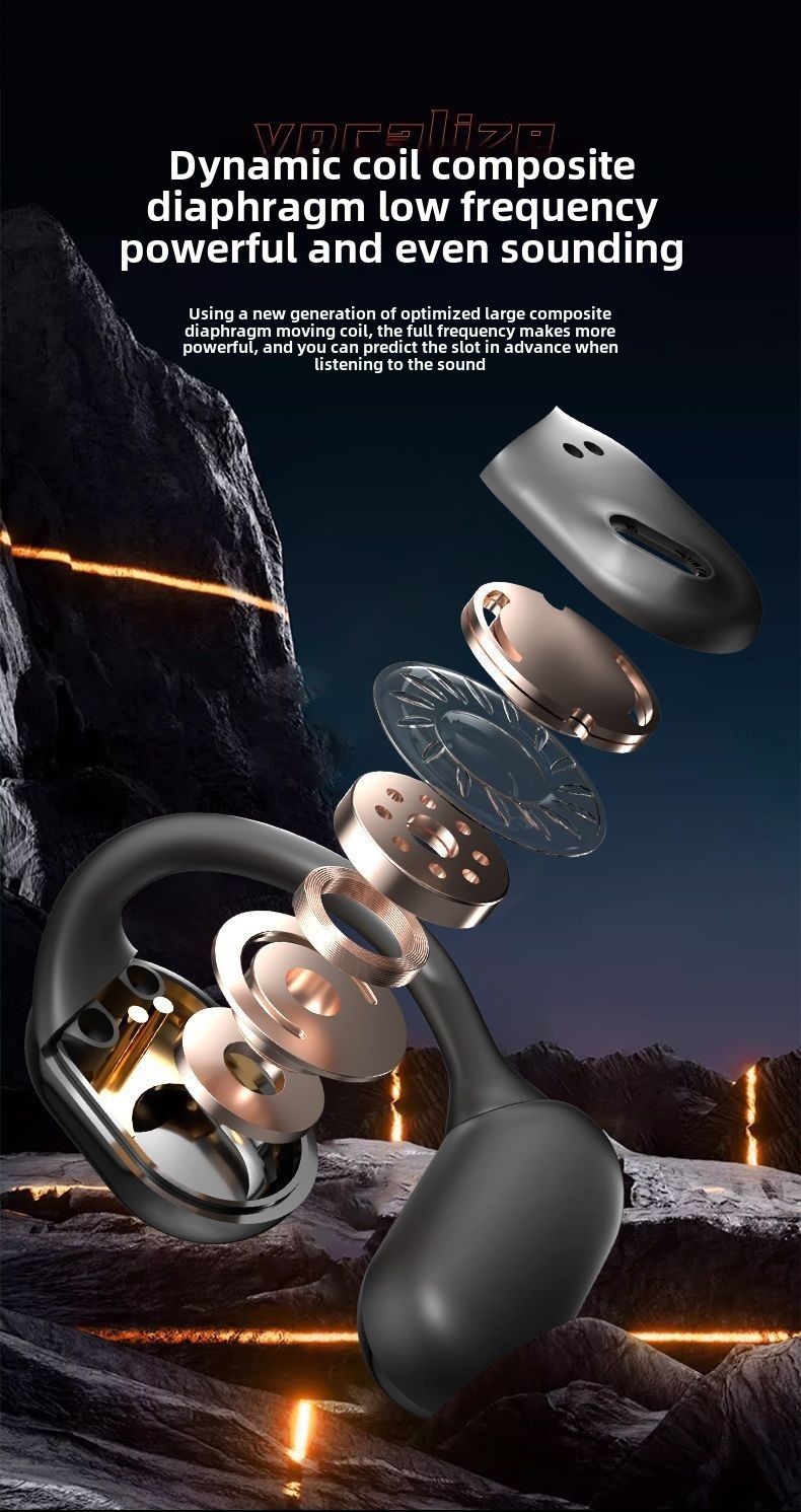 Casque Bluetooth Yashoo - Non porté dans l'oreille, affichage de la batterie, adapté au sport, aux jeux, réduction active du bruit 12 heures de lecture, un seul couplage_voghion.com