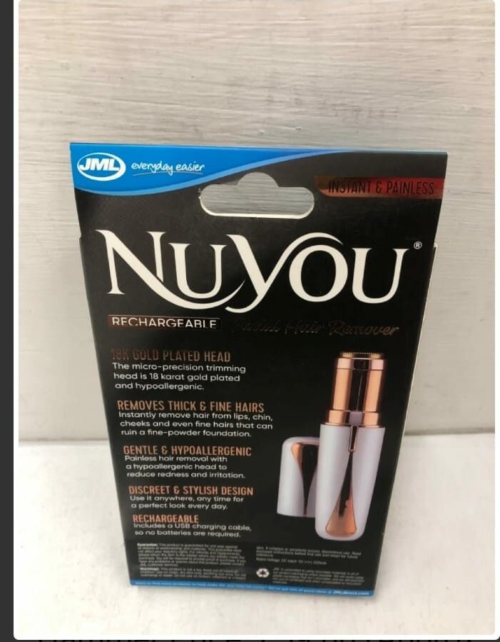 JML NuYou Gesichtshaarentferner, 18 Karat vergoldeter Kopf, Reinigungsbürste, schmerzlos_voghion.com