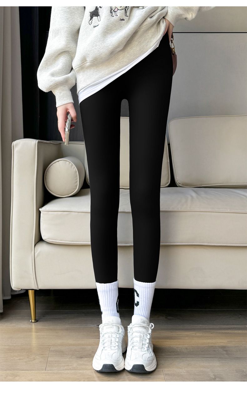 Mit Fleece gefütterte Hai-Leggings für Damen – Thermo-Winterhose mit Rautengitter-Fleece, hohe Taille zur Bauchkontrolle, dehnbar und bequem für Übergrößen_voghion.com