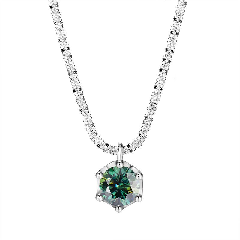 Sterling Silver Waist Chain With Sparkling 1 Carat D Color Moissanite Crown Pendant - Elegant Women's Belt Accessory_voghion.com