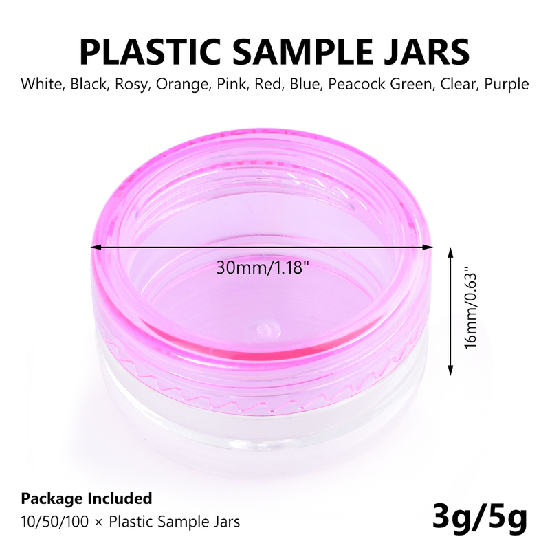 100 stücke 3g/5g Runde Mini Leere Kunststoff Kosmetische Make-Up Jar Töpfe Transparente Probe Flaschen Lidschatten Creme lip Balm Container_voghion.com