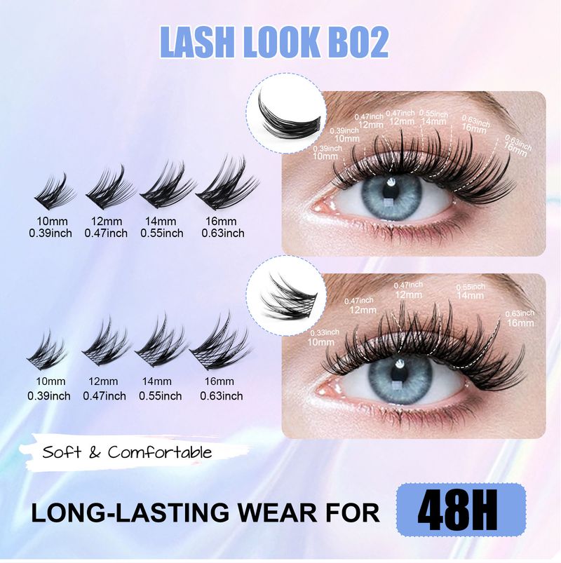 European and American cross border hit single cluster D curved hair false eyelash glue set DIY segmented natural thick eyelashes_voghion.com