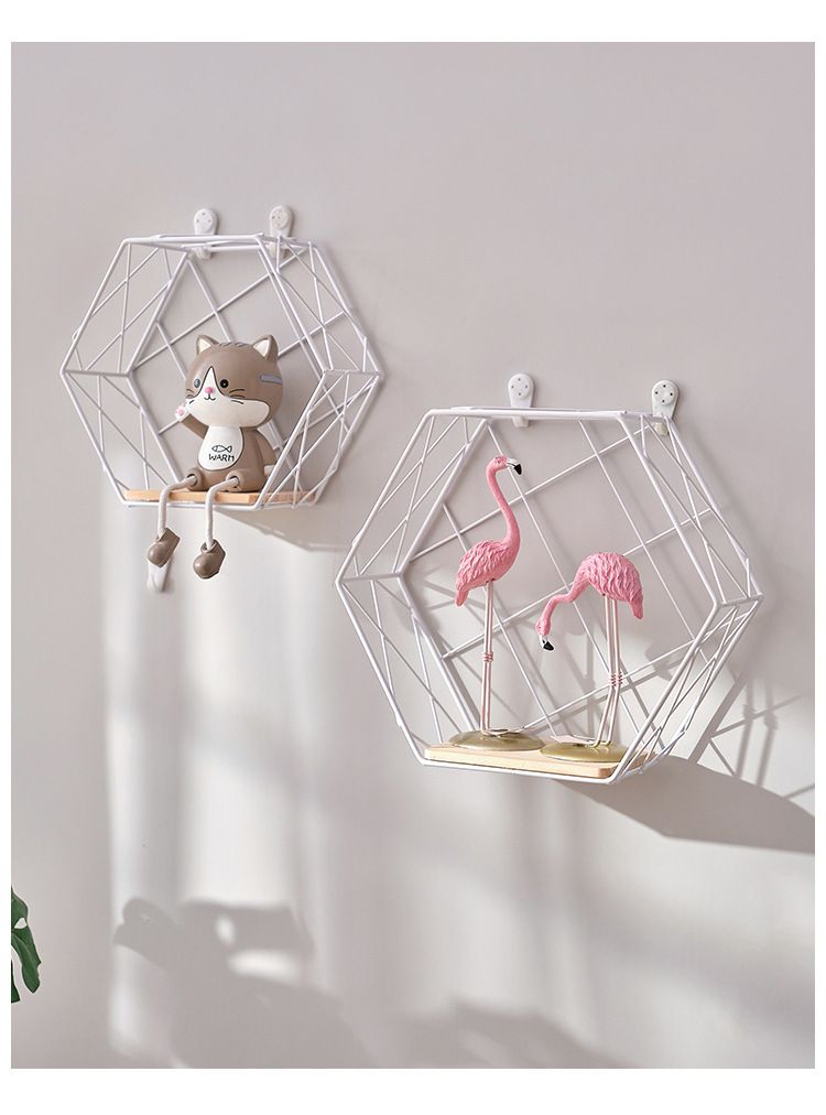 Wandregal-Set – Schwebende Regale zur Wandmontage ohne Bohren für Schlaf- und Wohnzimmer, Wandregale aus Metall mit modernem geometrischem Design_voghion.com