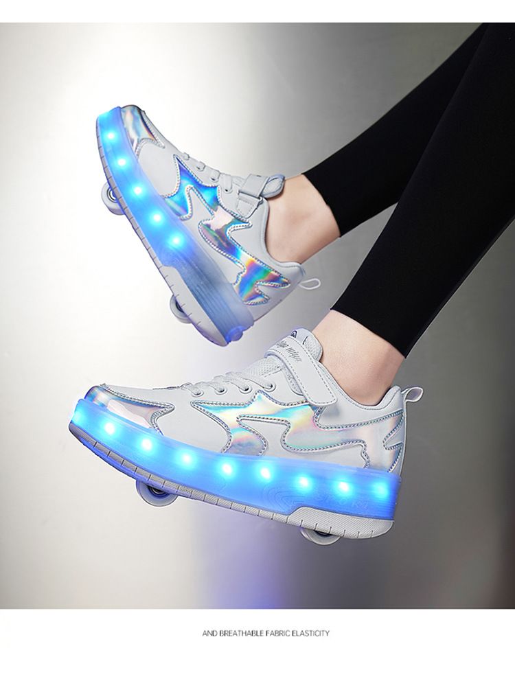 Running Shoes New Double Wheel Mia Mia Detachable Hidden Charging Children's Light Emitting Roller Skates_voghion.com