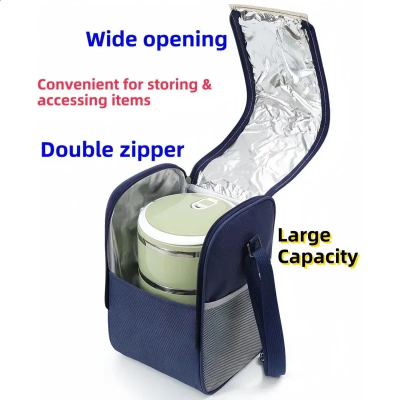 Borsa termica per il pranzo Bento in alluminio, con tracolla, per riso e ghiaccio, portatile, per picnic, conservazione degli alimenti, 250318l_voghion.com