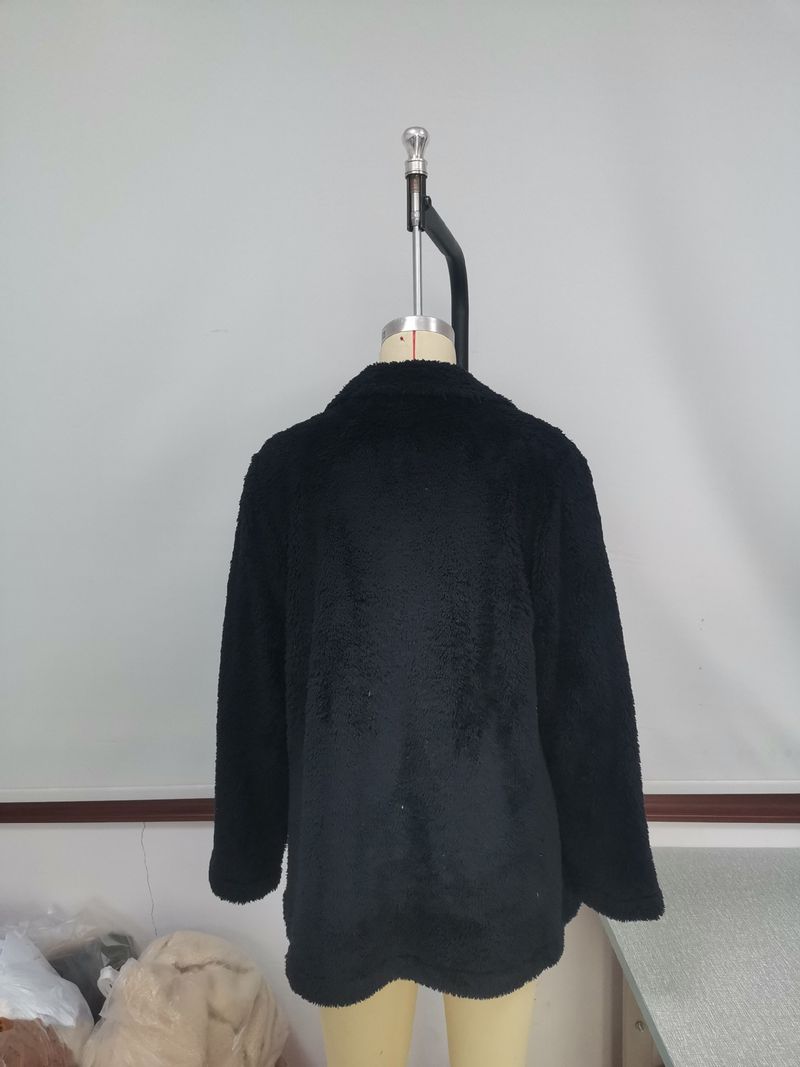 Women's Clothing leopard print lapel fur cardigan sherpa windbreaker jacket _voghion.com
