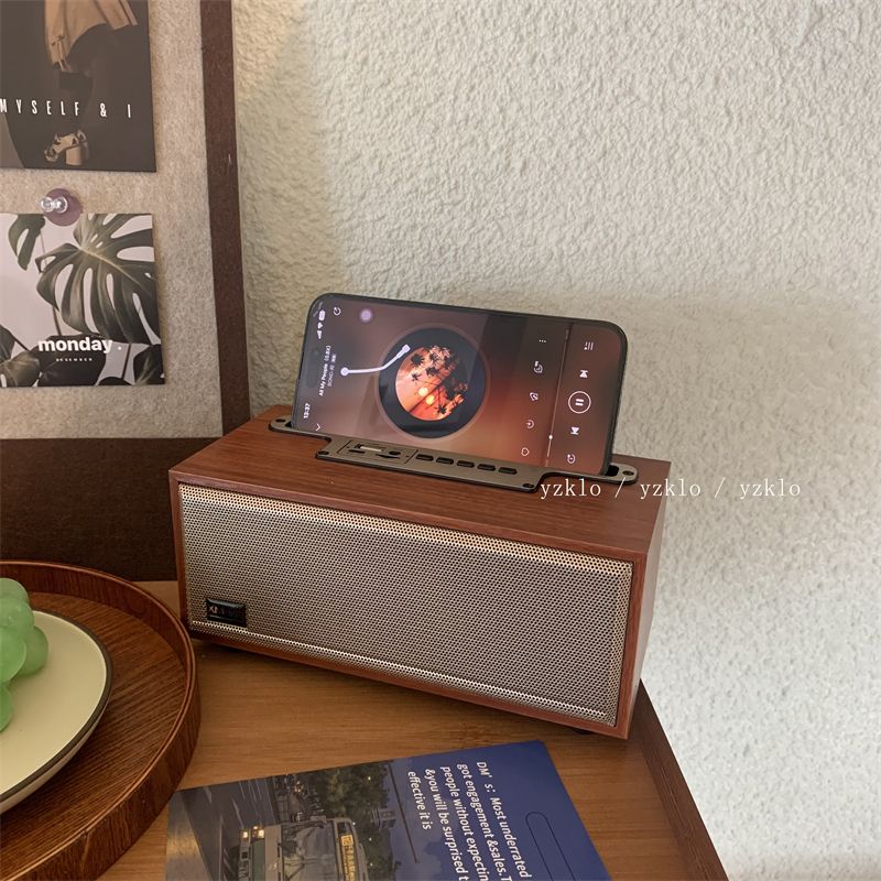 Altoparlante portatile senza fili in legno per esterni con disco U._voghion.com