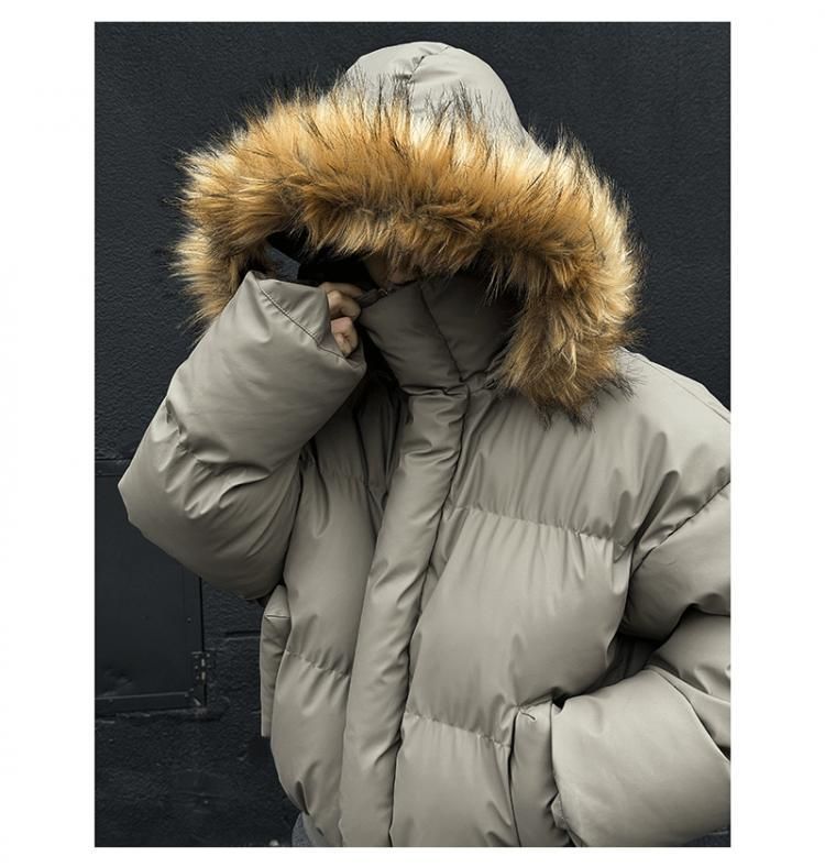 Giacca in pelle PU con collo di pelliccia staccabile di alta qualità da uomo - Cappotto con cappuccio pronto per l'inverno_voghion.com