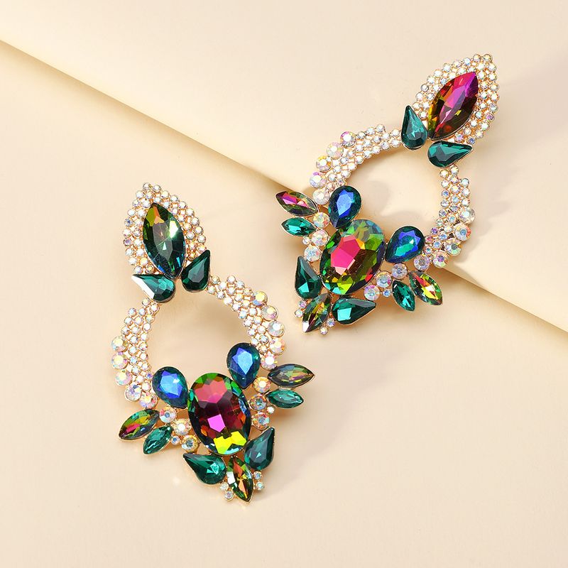 Large plate earrings zinc alloy diamond inlaid high end earrings fashion jewelry_voghion.com