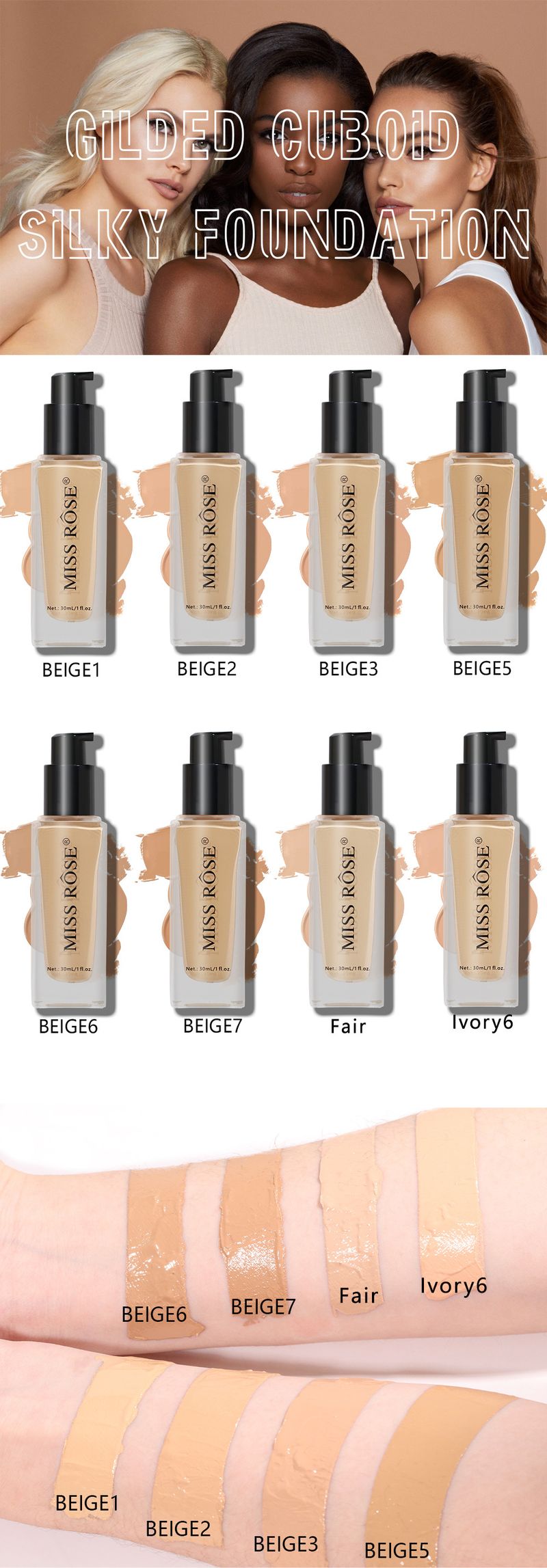 Makeup Long Lasting Waterproof Non Smearing Liquid Foundation Light Natural Clear Sweat Proof Oil Control Concealer Foundation_voghion.com
