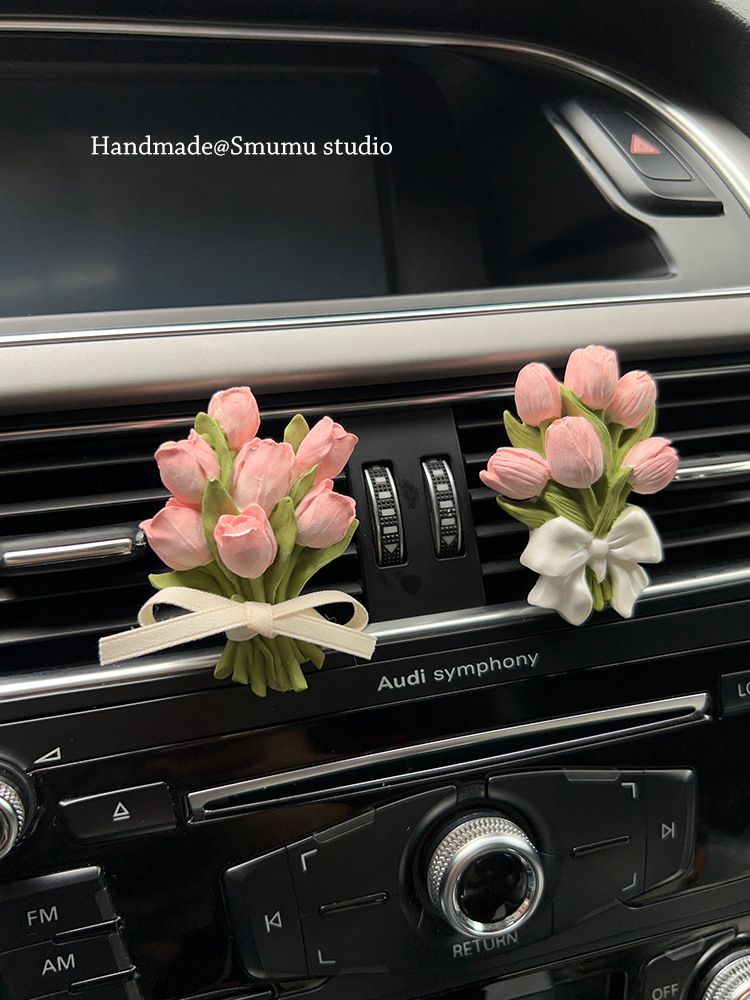 Bil Aromaterapi Sten Tulpan Luftkonditionering Vent Clip Small Fresh Ins Style Girl Bilinredning_voghion.com