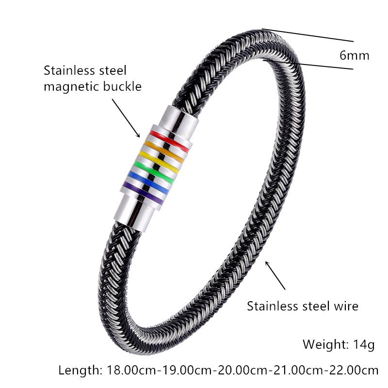 Filo di acciaio inossidabile intrecciato a mano di vendita calda con cinturino con fibbia magnetica_voghion.com
