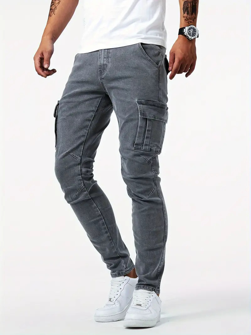 Casual Denim Workwear Herren Multi Bag Hose, Arbeitsschutzose_voghion.com
