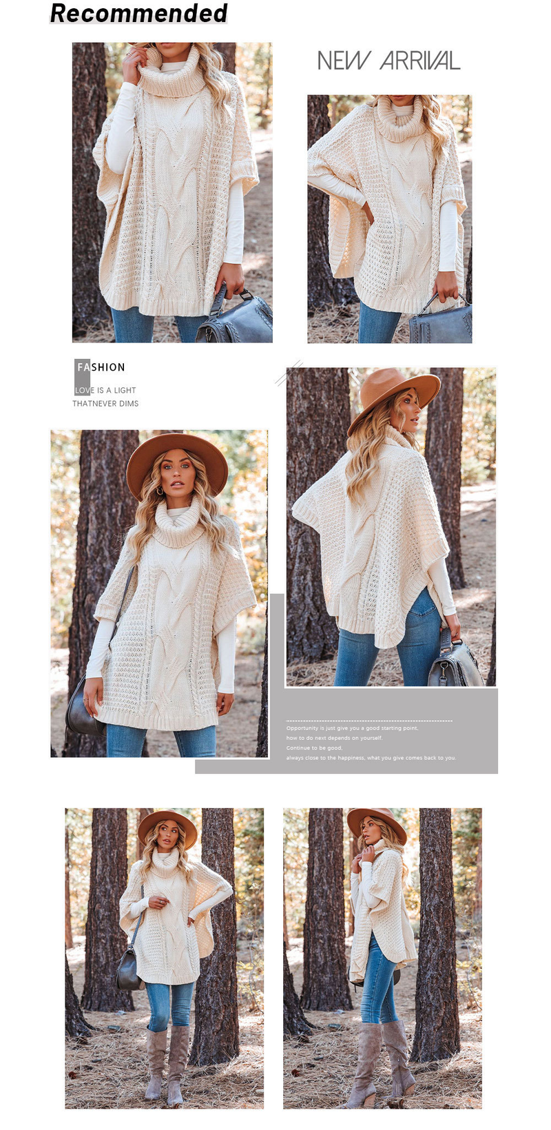 Women's clothing Turtle Neck Twist Shawl Women's Sweater Women's Loose Round Neck Sweater Women_voghion.com