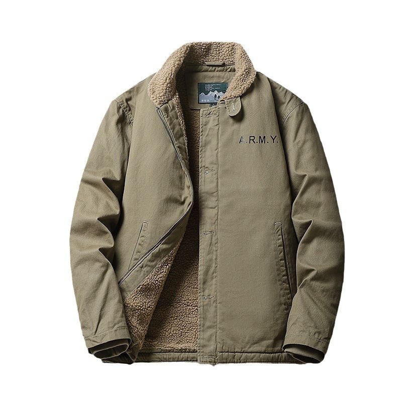 2024 Lamb For Men's Winter Thick With Plush Cotton Jacket N1 Navy Deck Suit 1855_voghion.com