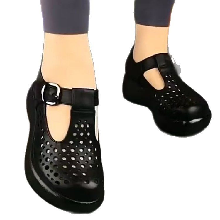 Sandali romani in morbida pelle da donna, scarpe traspiranti con fori cavi, suola morbida antiscivolo, scarpe da mamma di medie dimensioni, scarpe singole in rete_voghion.com