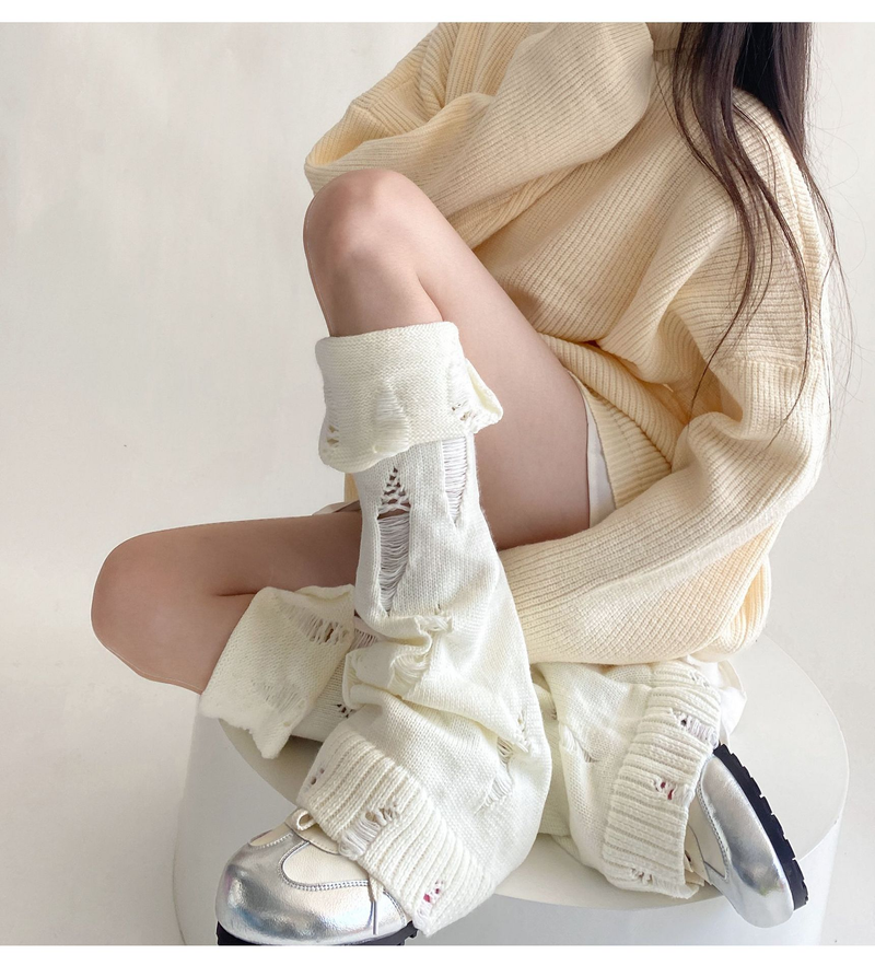 Jambières en tricot et daim pour femme, style automne/hiver_voghion.com