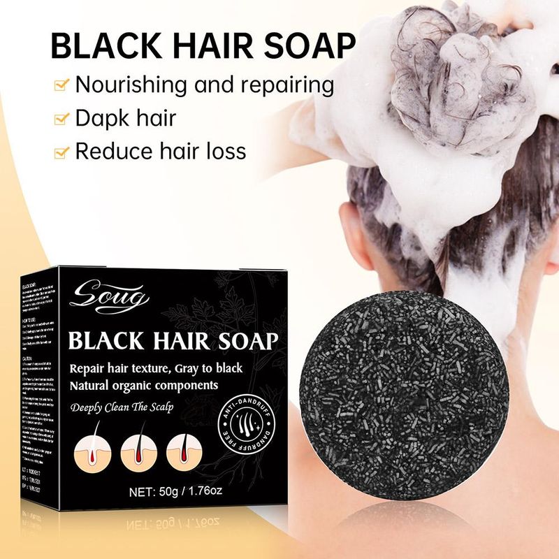 Nouveau shampooing assombrissant pour cheveux Polygonum haut de gamme 50 g en barre de savon couleur naturelle pour cheveux blancs et gris au cuir chevelu noir traitement soins capillaires_voghion.com