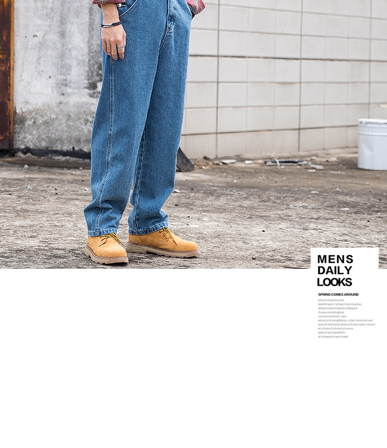 Man's clothing Blue overalls for men loose straight leg unisex work pants Overalls with suspenders_voghion.com