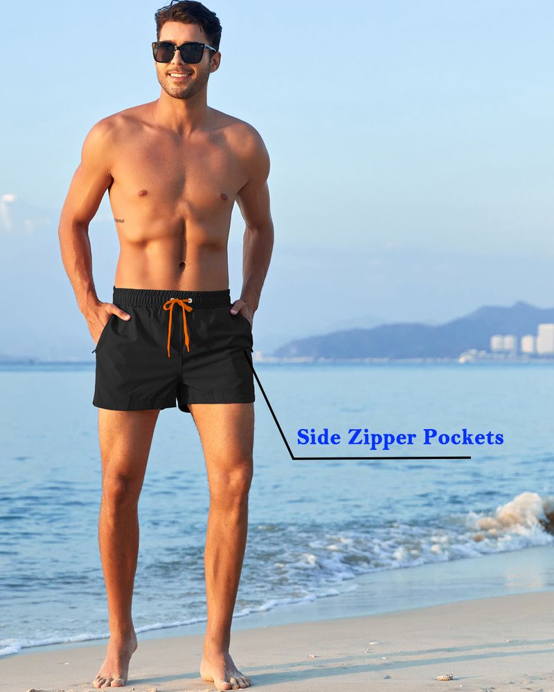 Herrestrandshorts med indvendig mesh, trekvartbukser, store bukser, moderigtige, hurtigttørrende badebukser, der modvirker pinligheder. Producent:_voghion.com